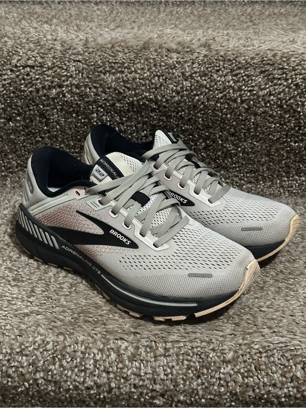 Brooks Light Gray and Black Adrenaline GTS Running Shoes